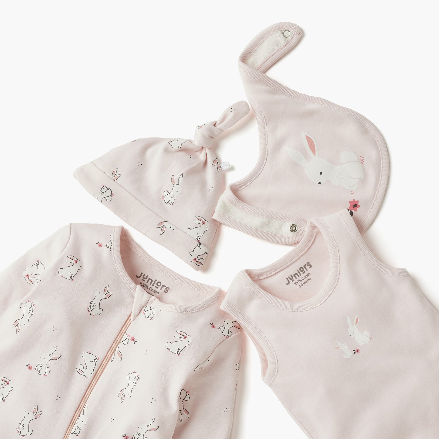 Juniors Bunny Print 4-Piece Clothing Gift Set