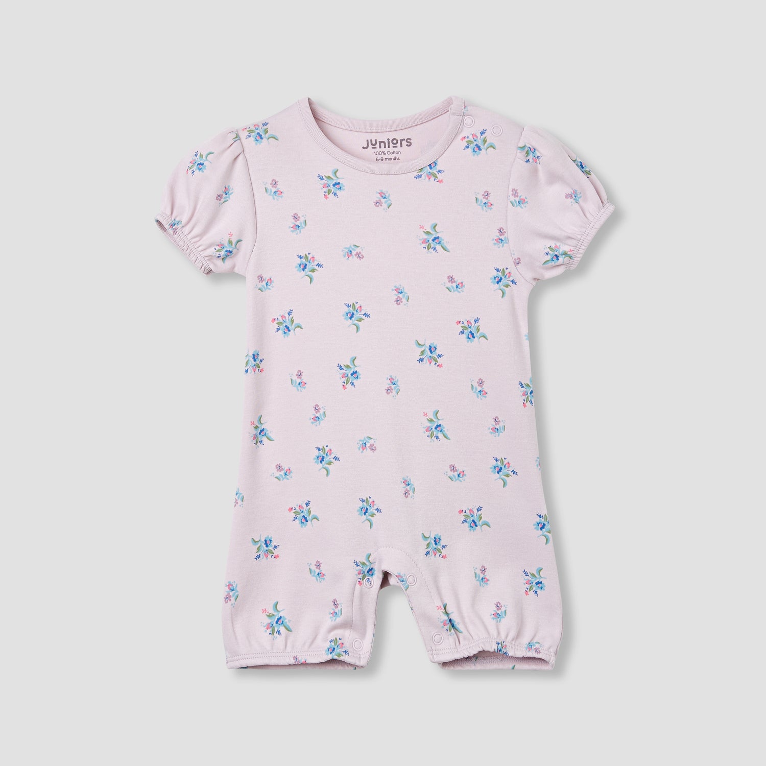 Juniors Floral Print Romper with Puff Sleeves - Set of 4
