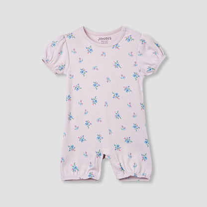 Juniors Floral Print Romper with Puff Sleeves - Set of 4