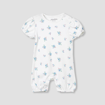 Juniors Floral Print Romper with Puff Sleeves - Set of 4