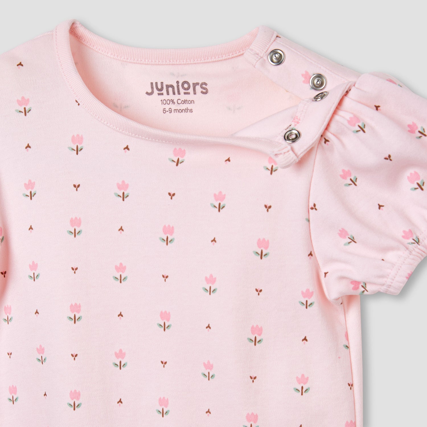 Juniors Floral Print Romper with Puff Sleeves - Set of 4