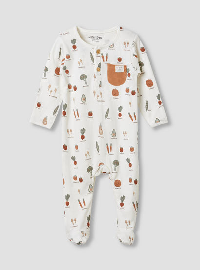 Juniors Round Neck Sleepsuit with Closed Feet - Cotton - Long Sleeves-baby-boys-clothing-nightwear-sleepsuits-image-1