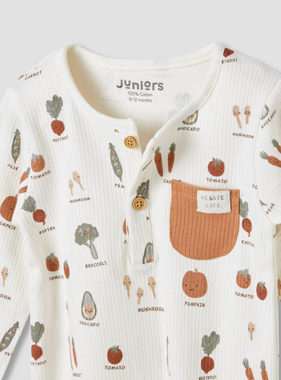 Juniors Round Neck Sleepsuit with Closed Feet - Cotton - Long Sleeves-baby-boys-clothing-nightwear-sleepsuits-image-3