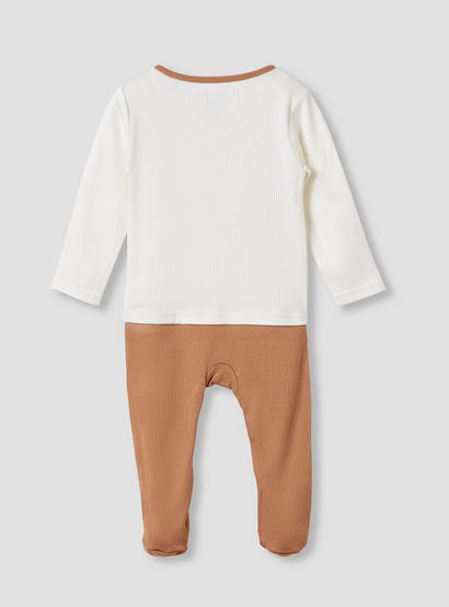 Juniors Round Neck Sleepsuit with Closed Feet - Cotton - Long Sleeves-baby-boys-clothing-nightwear-sleepsuits-image-2