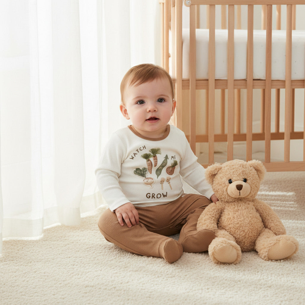 Juniors Round Neck Sleepsuit with Closed Feet - Cotton - Long Sleeves