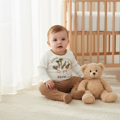 Juniors Round Neck Sleepsuit with Closed Feet - Cotton - Long Sleeves