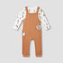 Juniors Boys T-shirt and Dungaree Set with Vegetable Print - Cotton - Long Sleeves - Crew Neck - Orange / 9-12 mths
