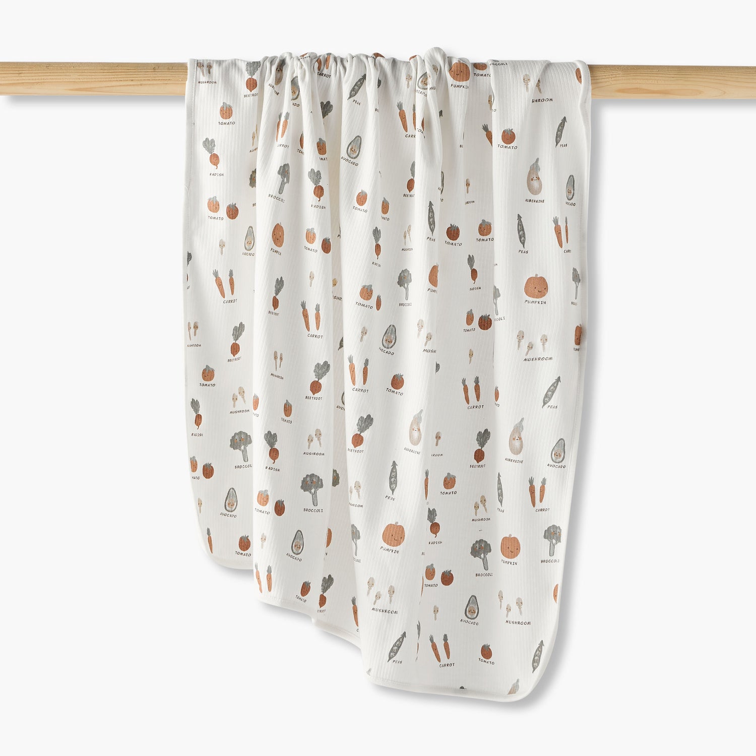Juniors Baby Receiving Blanket with Vegetable Print - Cotton - Beige / 0-6 mths