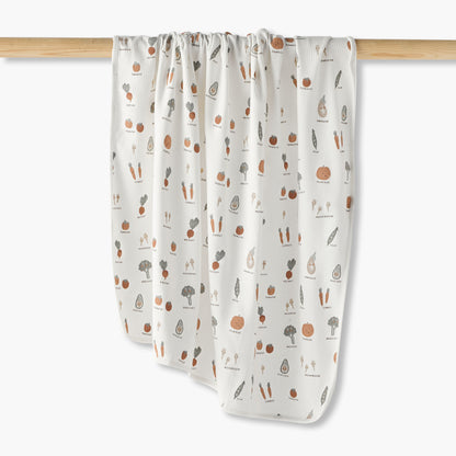 Juniors Baby Receiving Blanket with Vegetable Print - Cotton - Beige / 0-6 mths