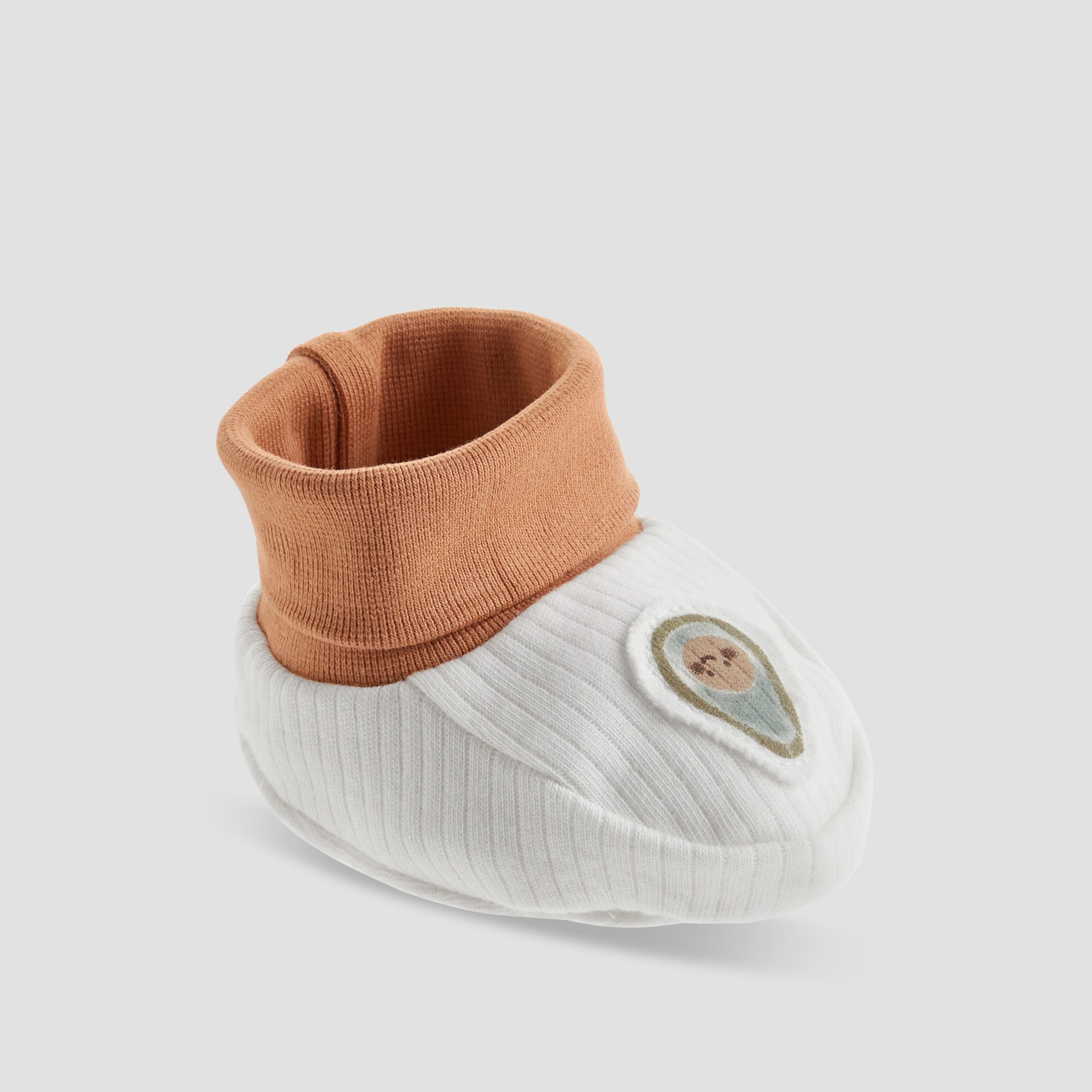 Juniors Boys Booties with Avocado Applique - Cotton