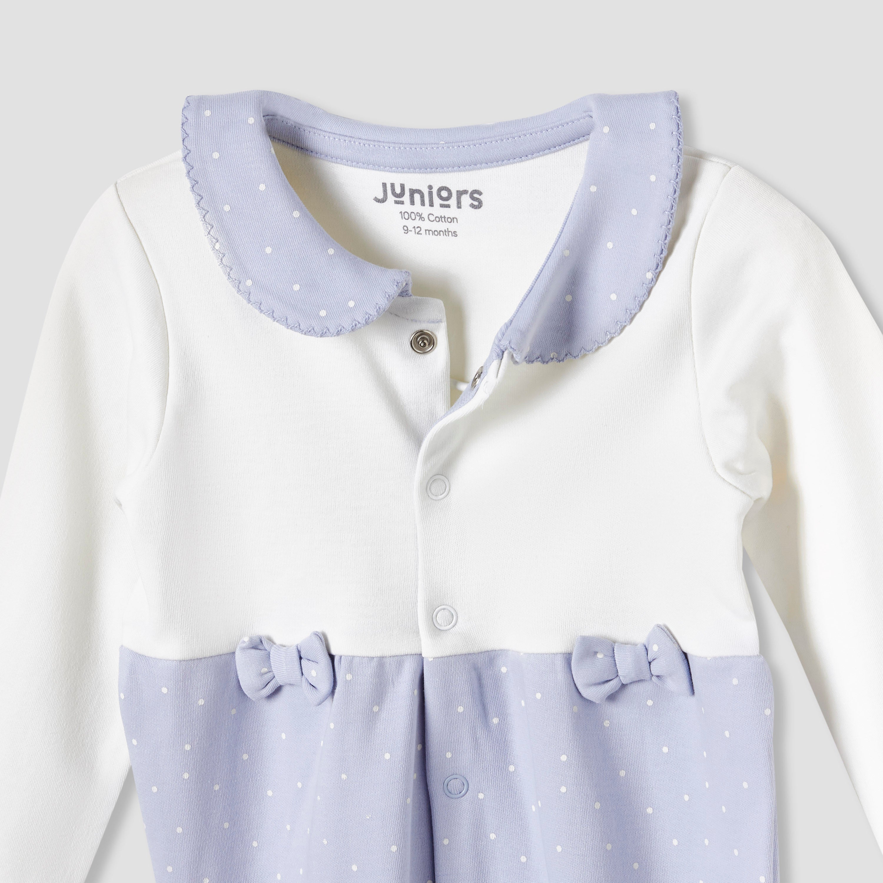 Juniors Peter Pan Collar Sleepsuit with Closed Feet - Cotton - Long Sleeves