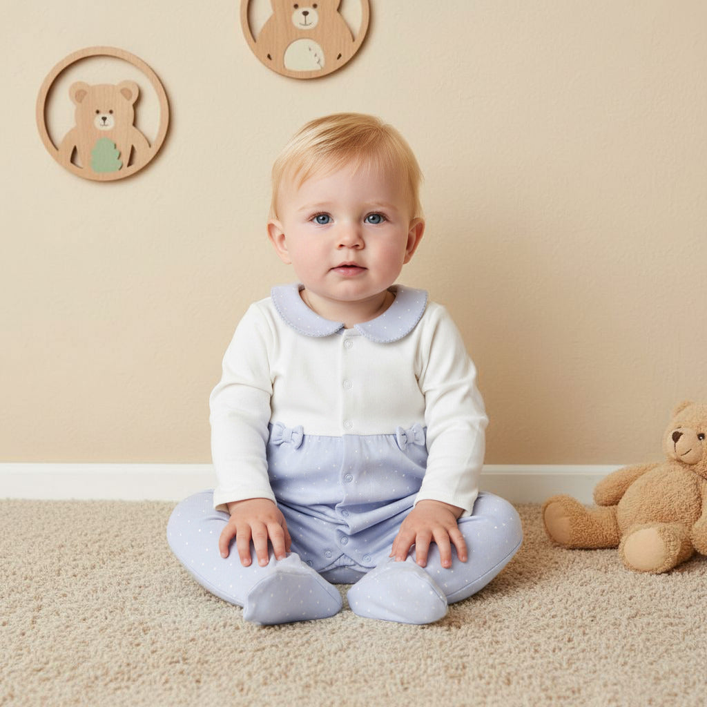 Juniors Peter Pan Collar Sleepsuit with Closed Feet - Cotton - Long Sleeves