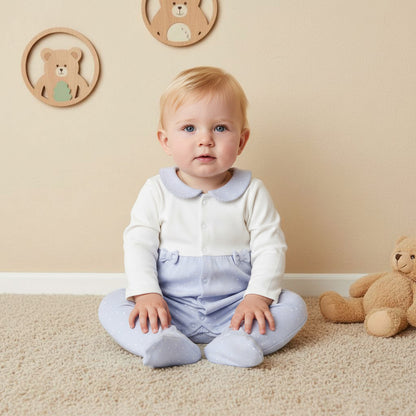 Juniors Peter Pan Collar Sleepsuit with Closed Feet - Cotton - Long Sleeves