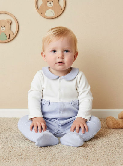 Juniors Peter Pan Collar Sleepsuit with Closed Feet - Cotton - Long Sleeves-baby-girls-clothing-nightwear-sleepsuits-image-5