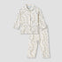Juniors Pyjama Set with Floral Print - Cotton - Long Sleeves - Collar - Cream / 9-12 mths