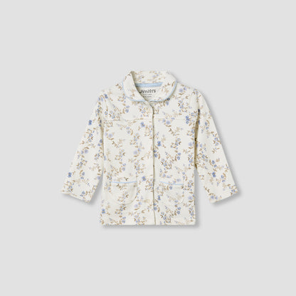 Juniors Pyjama Set with Floral Print - Cotton - Long Sleeves - Collar