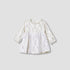 Juniors Girls Dress with Floral Print - Cotton - Long Sleeves - Round Neck - Cream / 9-12 mths