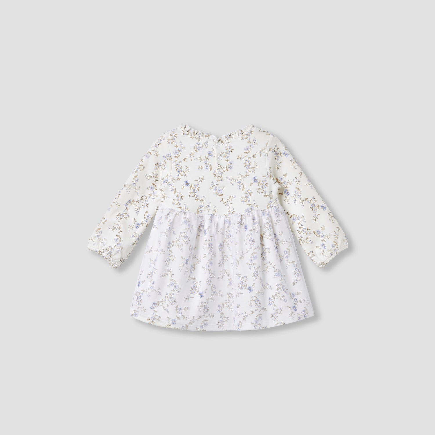 Juniors Girls Dress with Floral Print - Cotton - Long Sleeves - Round Neck