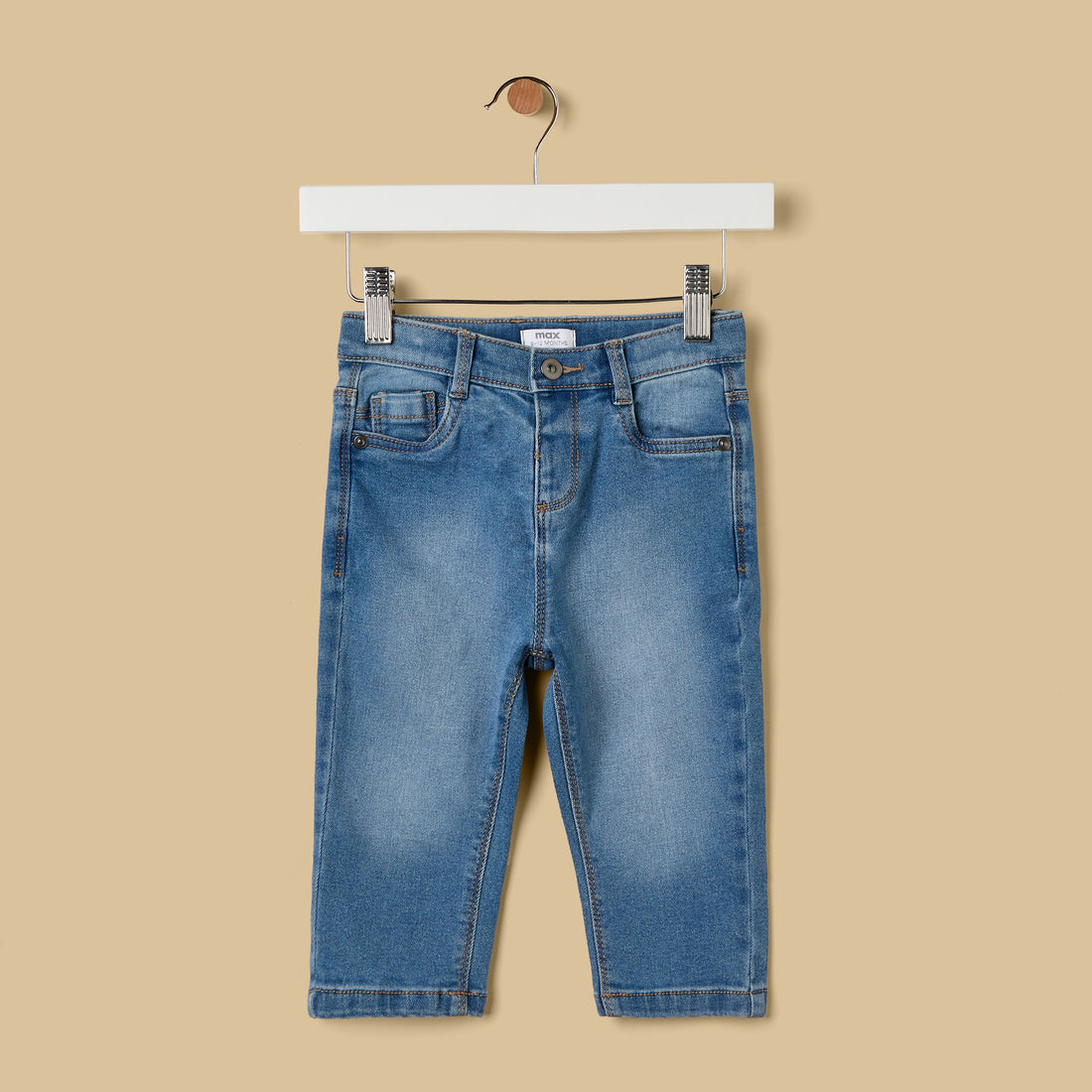 Full Length Jeans with Pockets and Button Closure