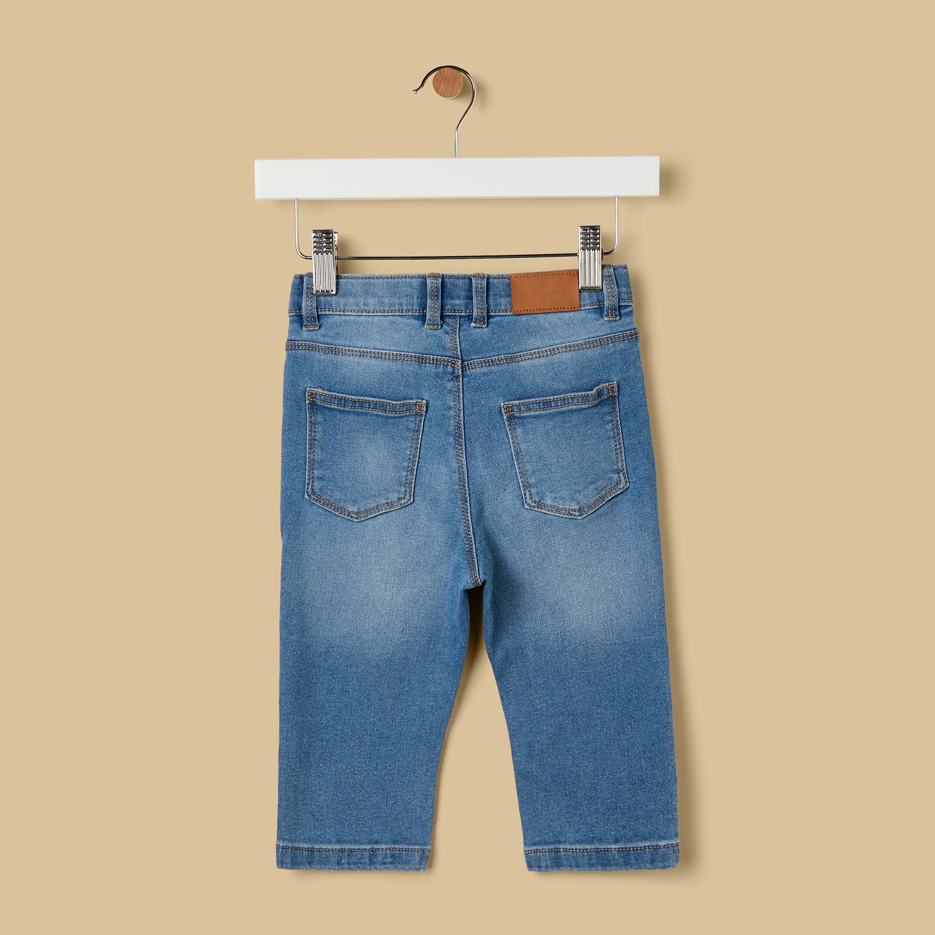 Full Length Jeans with Pockets and Button Closure