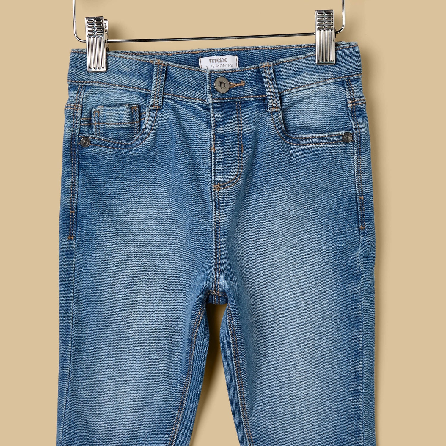 Full Length Jeans with Pockets and Button Closure