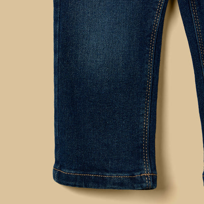 Full Length Jeans with Pockets and Button Closure