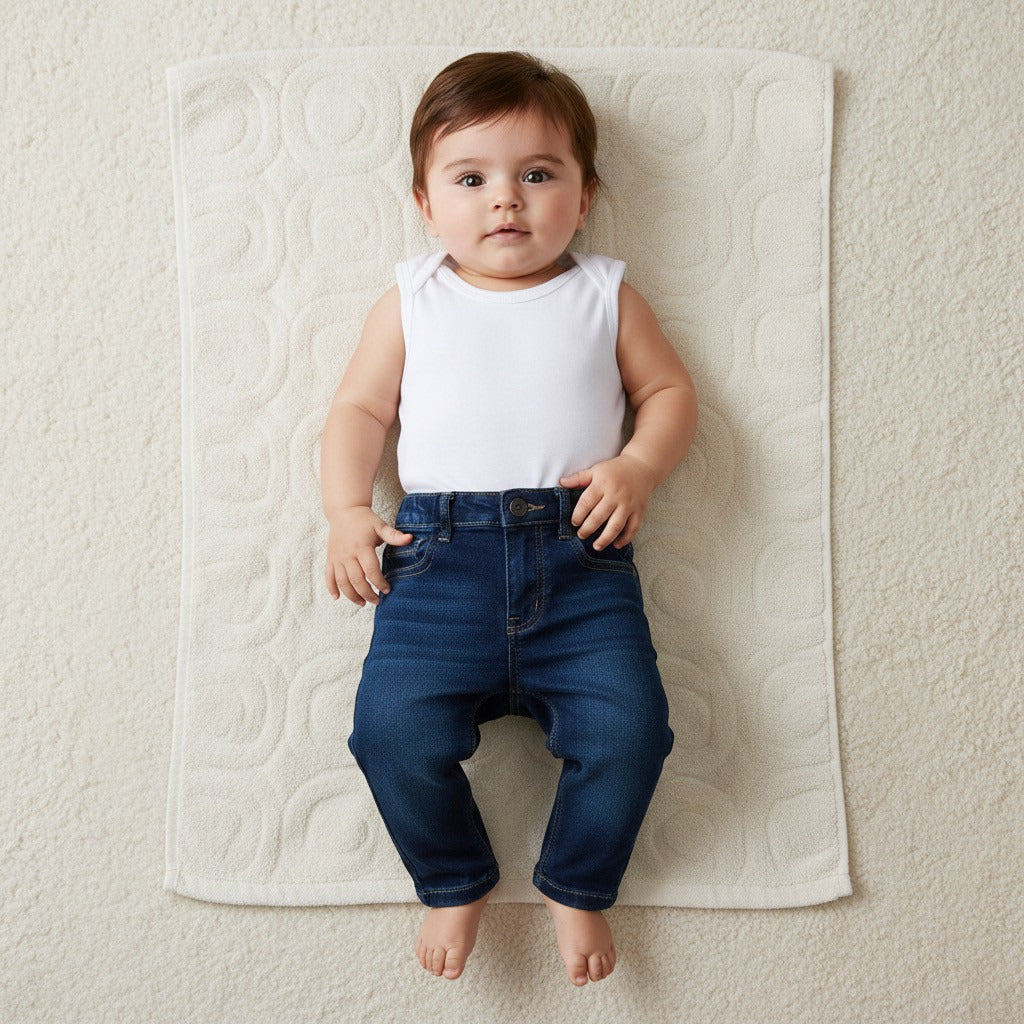 Full Length Jeans with Pockets and Button Closure
