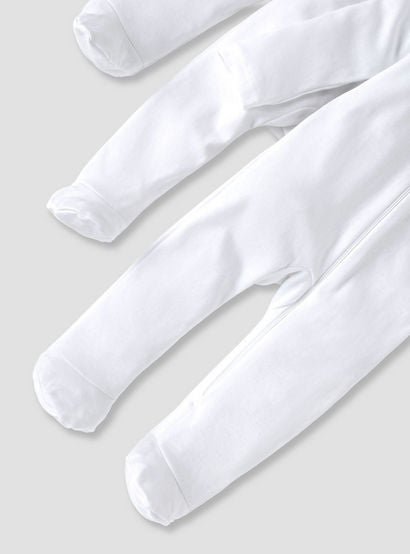 Juniors Solid Sleepsuit with Long Sleeves and Zip Closure - Set of 3-baby-girls-clothing-multipacks-image-4