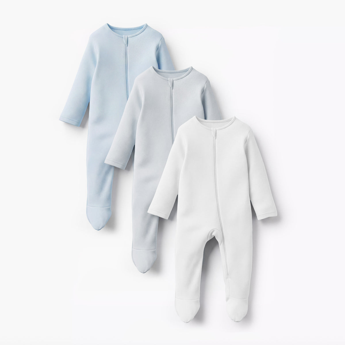 Juniors Solid Closed Feet Sleepsuit with Zip Closure - Set of 3