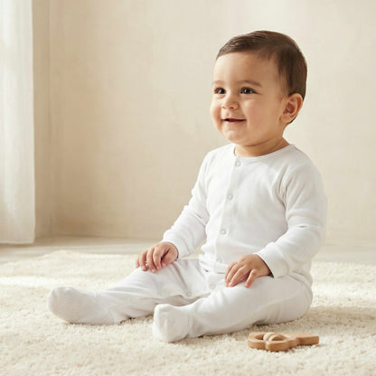 Juniors Solid Sleepsuit - White / 12-18 mths