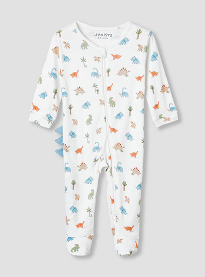 Juniors Dinosaur Print Sleepsuit with Long Sleeves-baby-boys-clothing-nightwear-sleepsuits-image-1