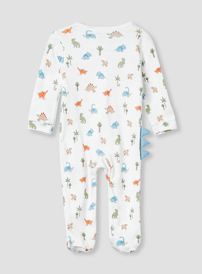 Juniors Dinosaur Print Sleepsuit with Long Sleeves-baby-boys-clothing-nightwear-sleepsuits-image-2