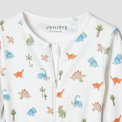 Juniors Dinosaur Print Sleepsuit with Long Sleeves