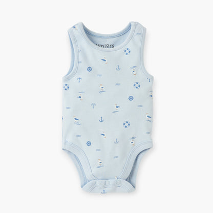 Juniors Printed Sleeveless Bodysuit with Round Neck - Set of 2