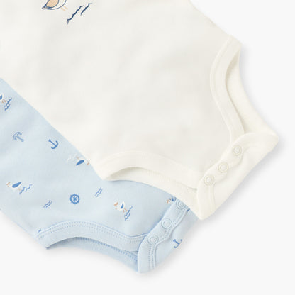 Juniors Printed Sleeveless Bodysuit with Round Neck - Set of 2