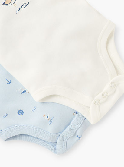 Juniors Printed Sleeveless Bodysuit with Round Neck - Set of 2-baby-boys-clothing-bodysuits-image-5