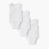 Juniors Solid Sleeveless Bodysuit with Button Closure - Set of 3 - White / 12-18 mths