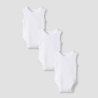 Juniors Solid Sleeveless Bodysuit with Button Closure - Set of 3-undefined-image-1