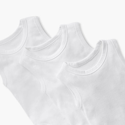Juniors Solid Sleeveless Bodysuit with Button Closure - Set of 3