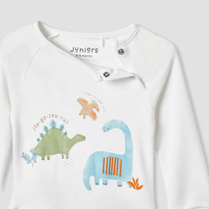 Juniors Dinosaur Print Sleepsuit with Long Sleeves