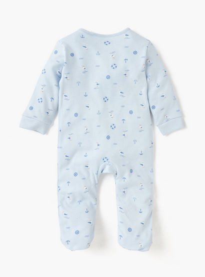 Juniors Graphic Print Closed Feet Sleepsuit with Zip Closure-baby-boys-clothing-nightwear-sleepsuits-image-2