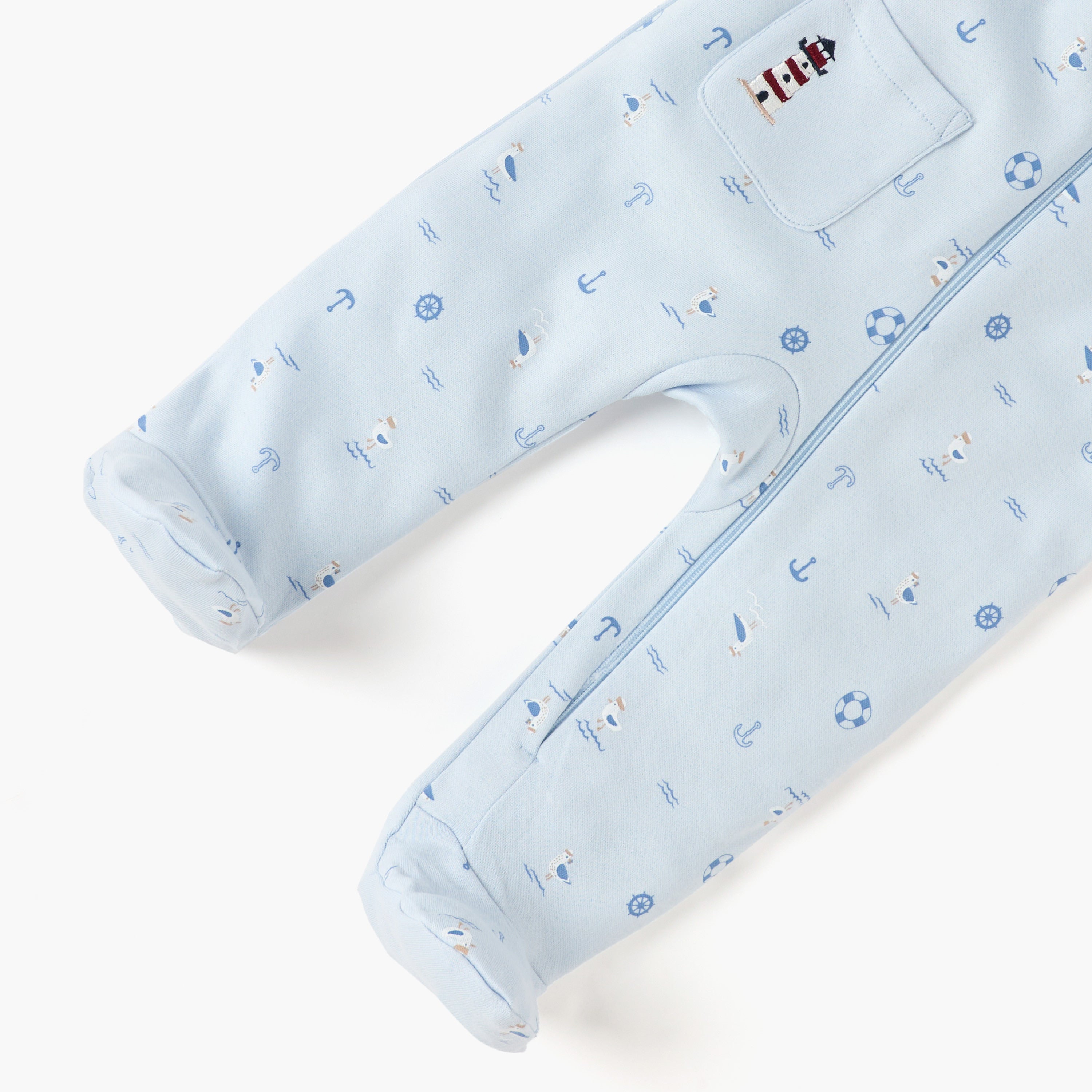 Juniors Graphic Print Closed Feet Sleepsuit with Zip Closure
