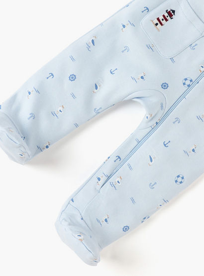 Juniors Graphic Print Closed Feet Sleepsuit with Zip Closure-baby-boys-clothing-nightwear-sleepsuits-image-4