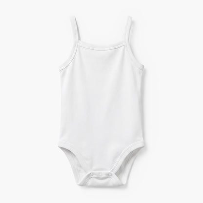 Juniors Solid Strap Sleeves Bodysuit with Snap Button Closure - Set of 10