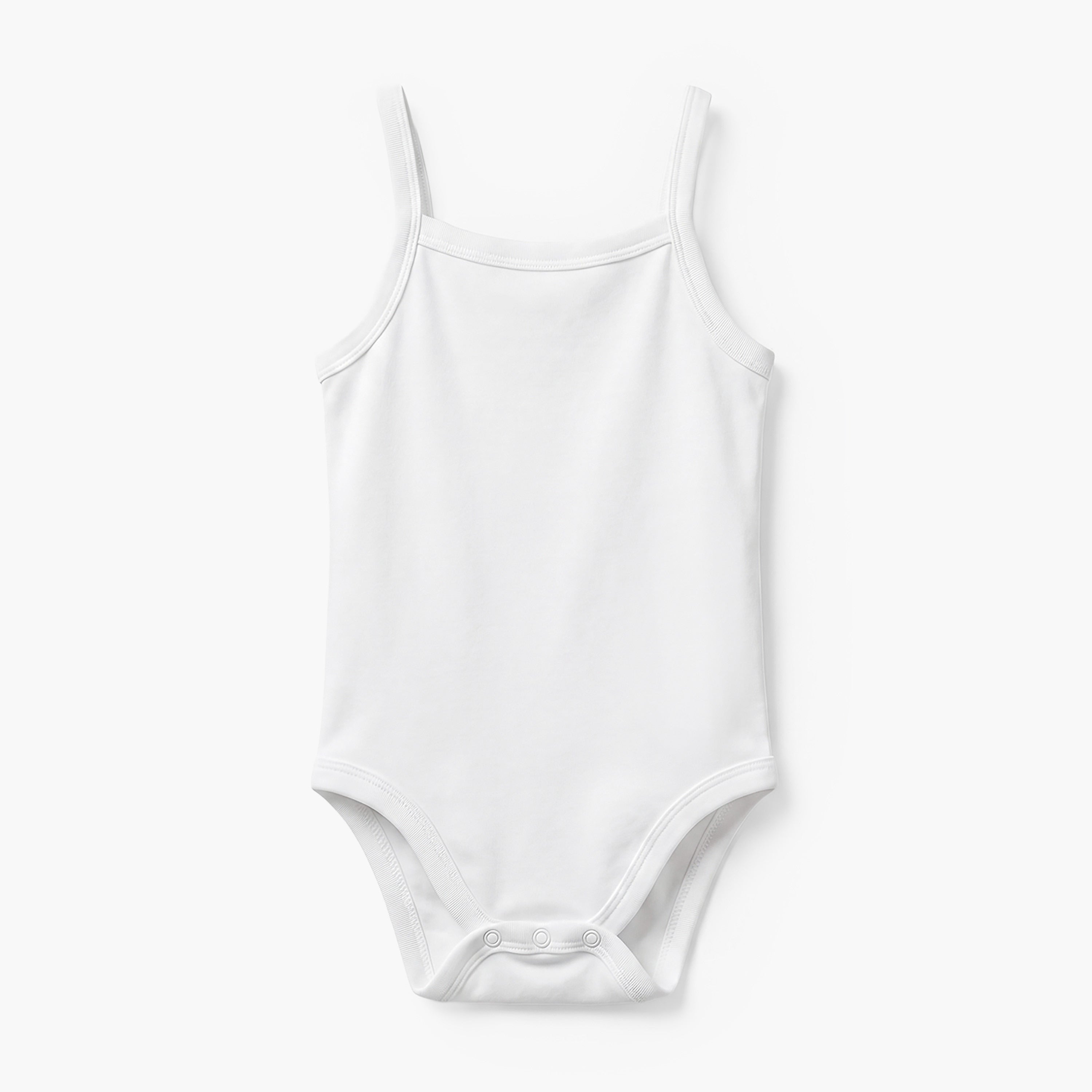 Juniors Solid Strap Sleeves Bodysuit with Snap Button Closure - Set of 10