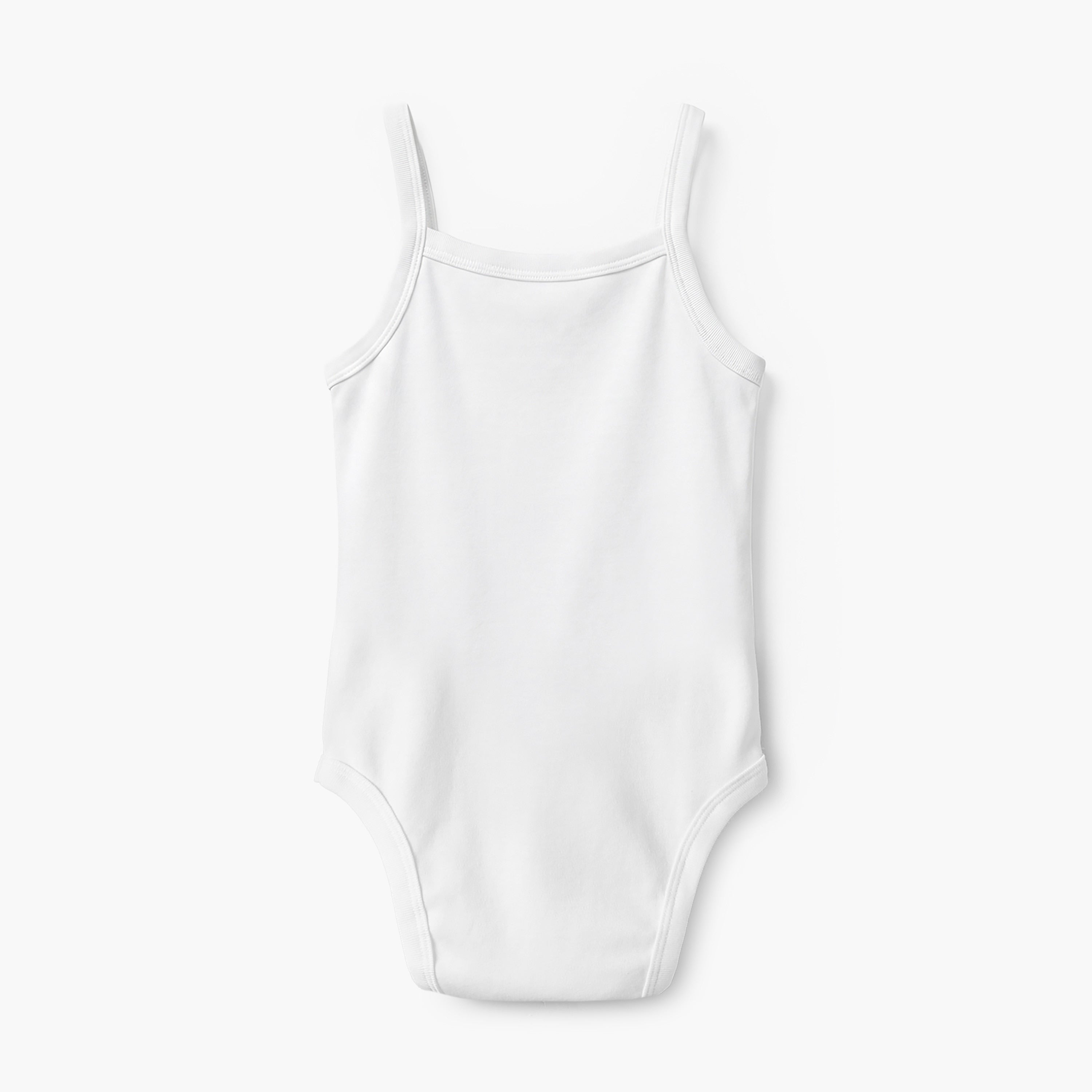 Juniors Solid Strap Sleeves Bodysuit with Snap Button Closure - Set of 10