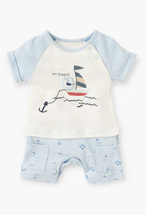 Juniors Graphic Print Romper with Button Closure-undefined-image-1