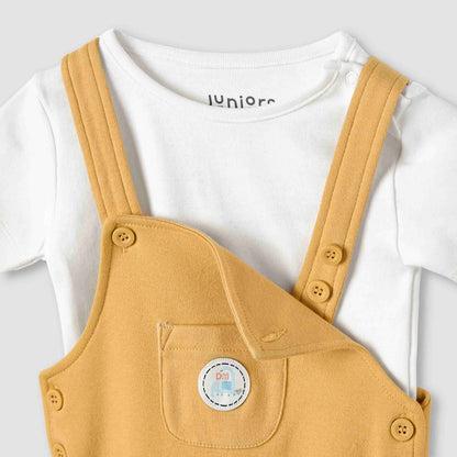 Juniors Solid Dungarees and T-shirt Set