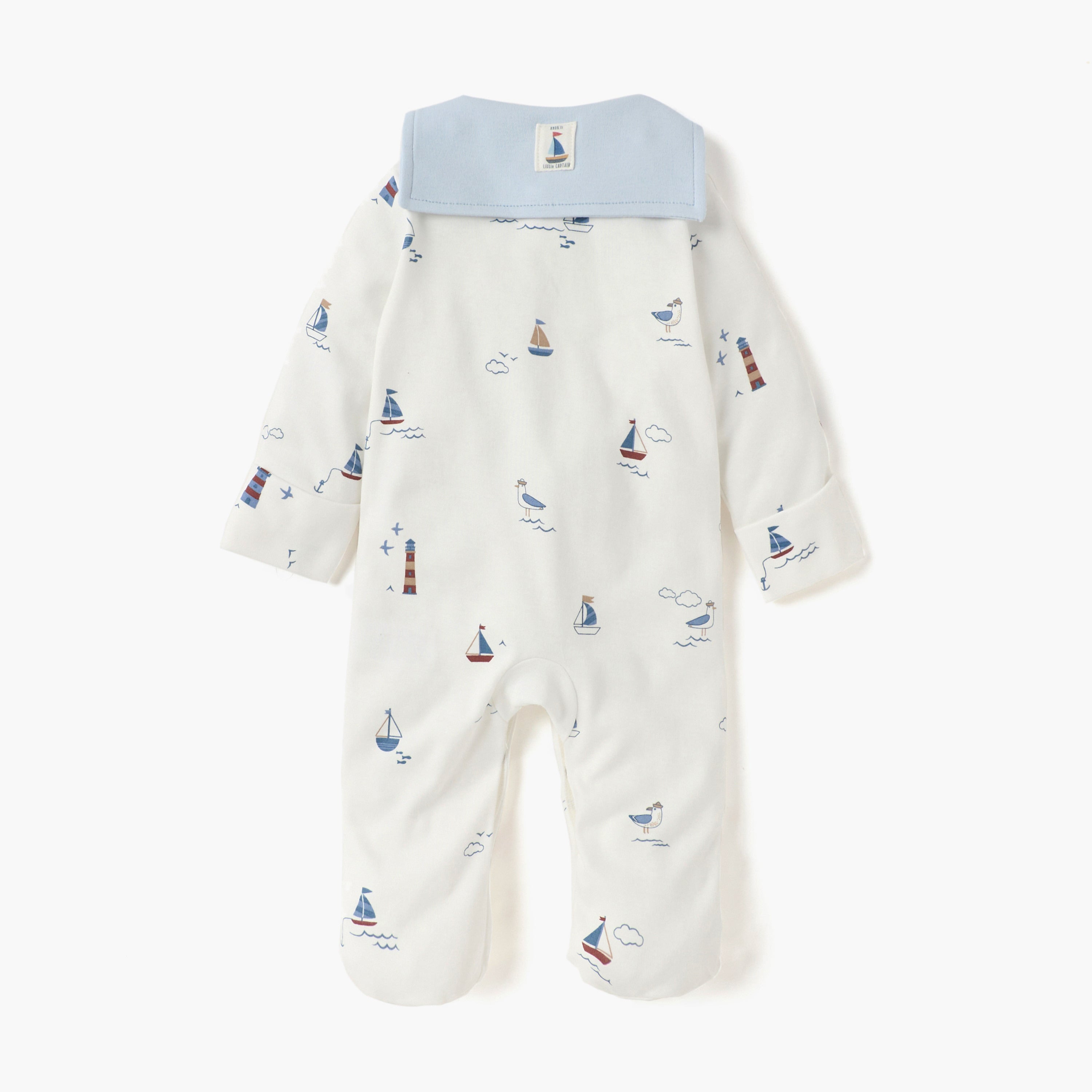 Juniors Nautica Print Closed Feet Sleepsuit with Button Closure