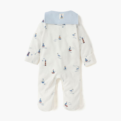 Juniors Nautica Print Closed Feet Sleepsuit with Button Closure